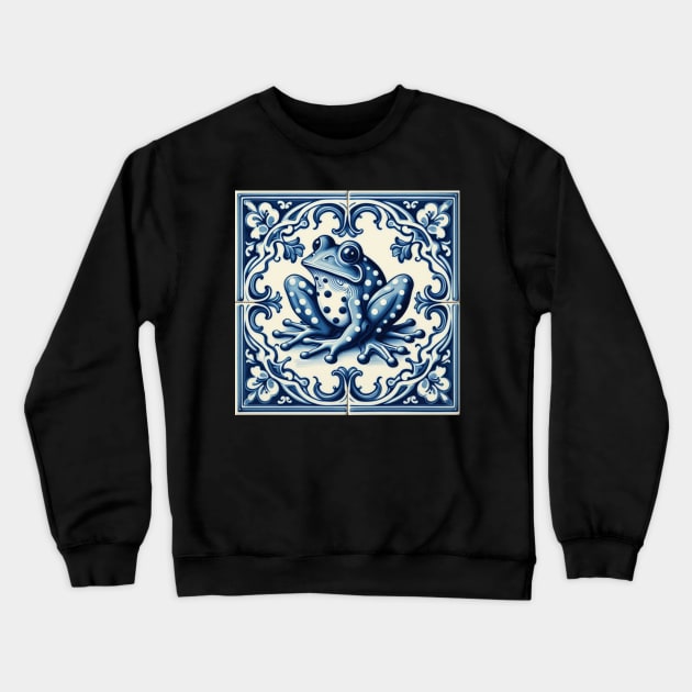 Delft Tile With Dotted Frog No.3 Crewneck Sweatshirt by artnook